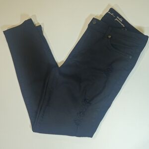 7 For All Mankind Jeans Womens 31 Black Distressed‎ Ankle Gwenevere Straight Leg